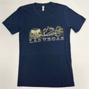 Las Vegas Women’s Navy Blue V-neck Short Sleeve T-Shirt Size Small